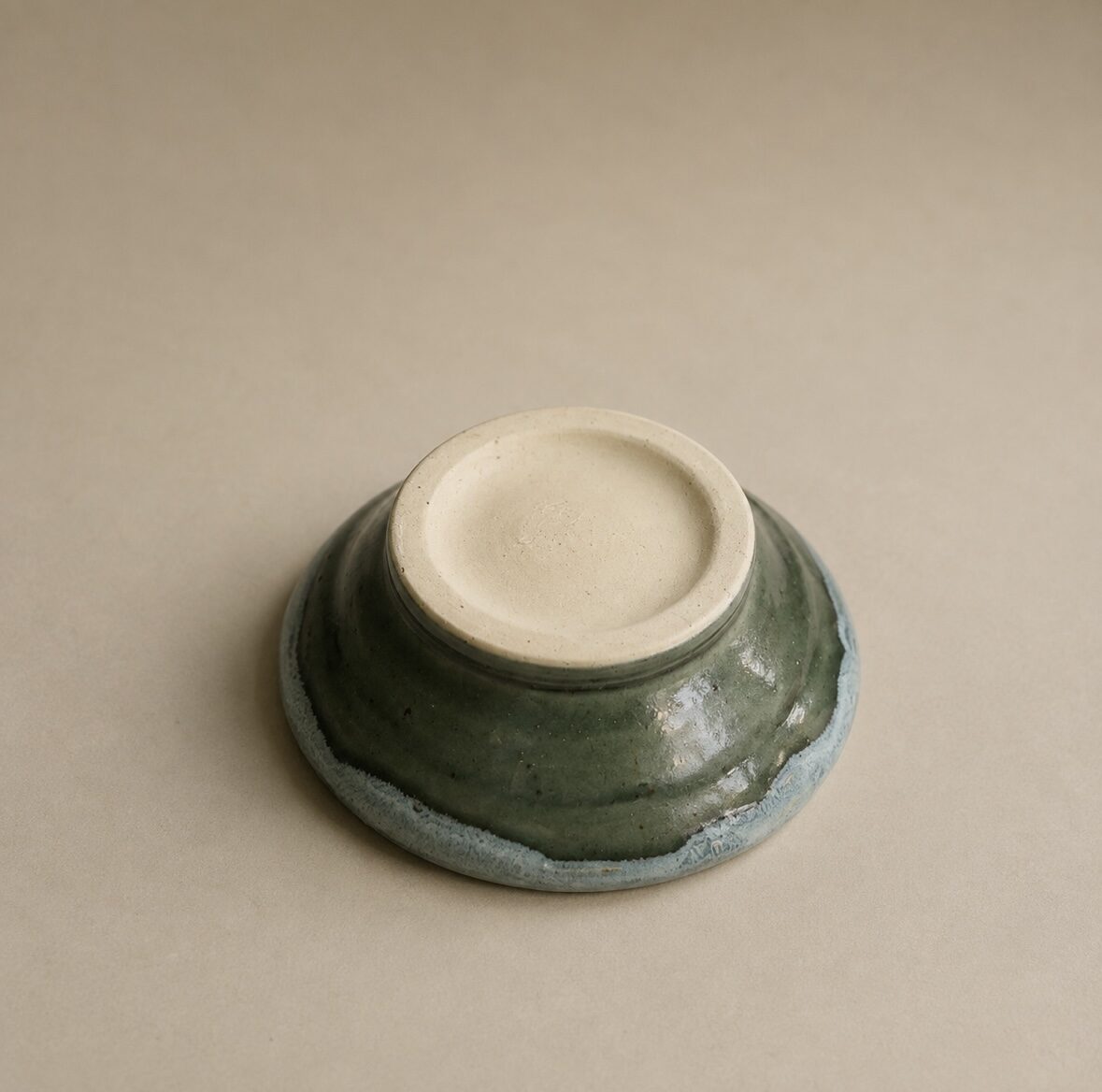 Speckled stoneware bowl, top view