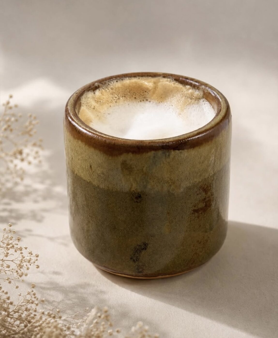Forest green glaze bowl, tilted view